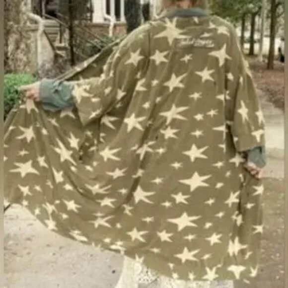 Jaded Gypsy Olive Off White Star Gazer Duster Women's OS - Picture 4 of 6